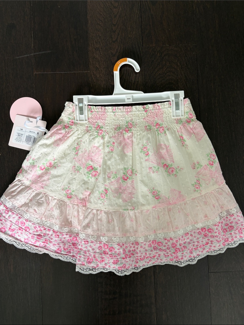 NWT LoveShackFancy x Target Girls Clara Pink Floral Ruffle Tiered Skirt 12 14